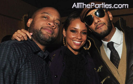 Alicia Keys, Kerry Brothers, and Swizz Beatz at M2 Element of Freedom release party