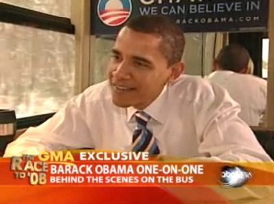 Barack Obama on campaign bus - ABC