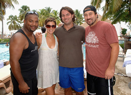 Alfonso Riberio, Jamie-Lynn Sigler, and Joey Fatone at Brother Jimmy's pool party in Puerto Rico
