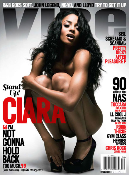 Ciara squatting on the cover of Vibe magazine