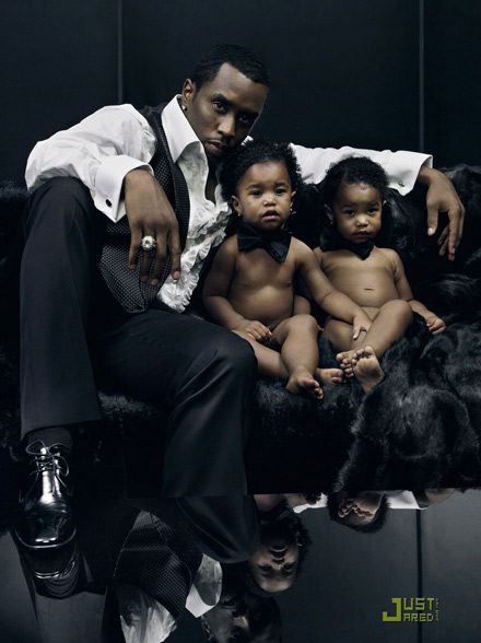 Diddy and the twins in Luomo Vogue