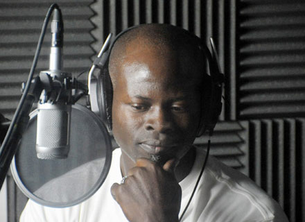 Djimon Hounsou in the studio, voicing the black panther