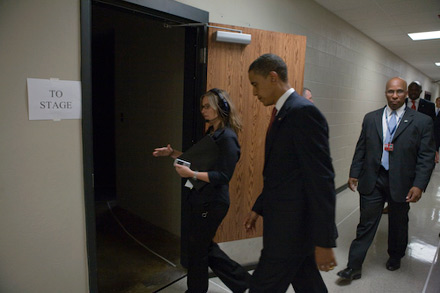 Barack Obama heads to the stage