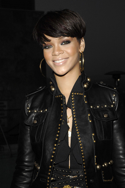 Close up of Rihanna's leather jacket at Gucci party