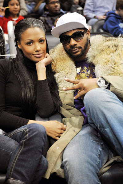 K.D. Aubert and Polow Da Don at Atlanta Hawks/Cleveland Cavaliers Game