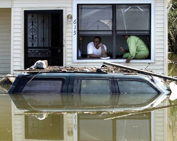 Hurricane Katrina aftermath - people just waiting in the house