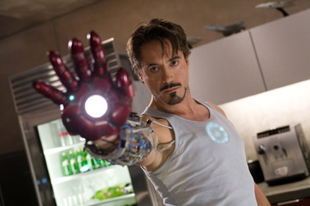 Robert Downey Jr. perfects his suit in Iron Man