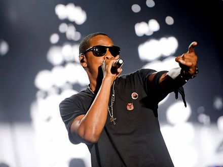 Jay-Z, all black everything, performing at 2010 Bonarroo music festival