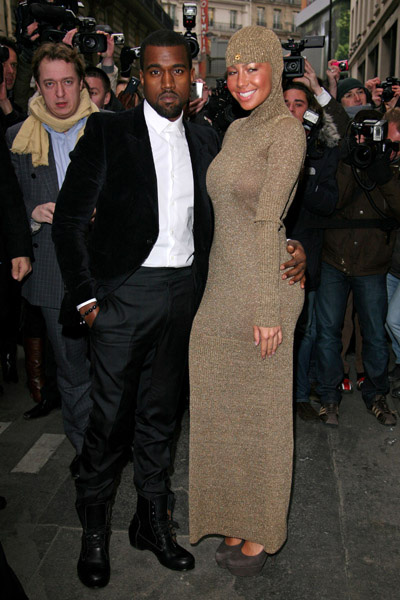 Kanye West and Amber Rose strike a pose at Chanel Haute-Coutore fashion show in Paris