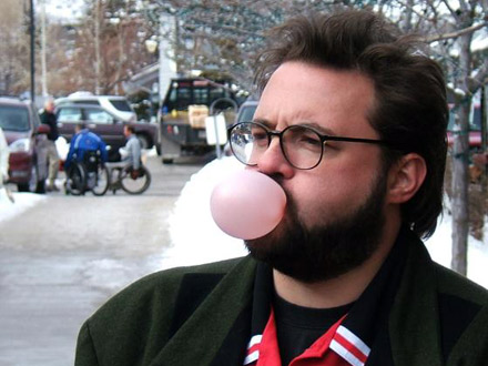 Kevin Smith blowing bubbles