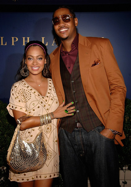 Lala and Carmelo Anthony at Lebron James Family Foundation cocktail party