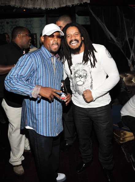 Martin Lawrence and Rohan Marley laugh it up at Vibe listening party