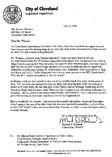 Michael Polensek's letter
