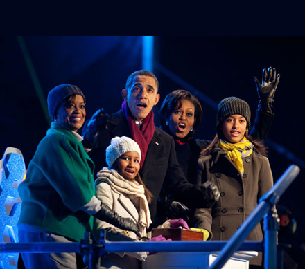 The Obamas celebrating the Holidays at the White House, early December