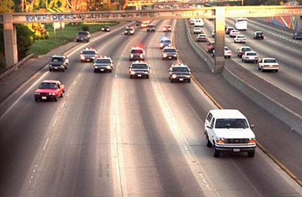 OJ Simpson white Bronco being chased by LAPD