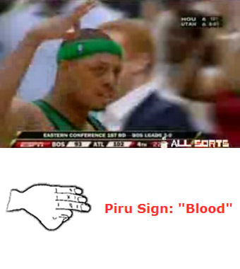 Paul Pierce Fined $25000 for Flashing Piru Blood Gang Sign