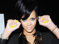 Rihanna Shows off her Yellow Smiley Nails