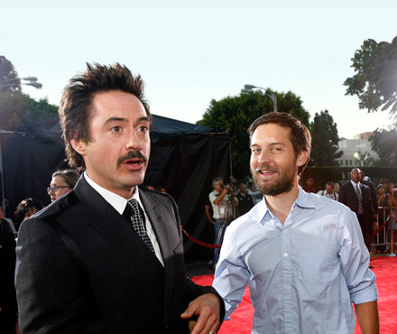 Robert Downey Jr. and Tobey McGuire at the Tropic Thunder premiere