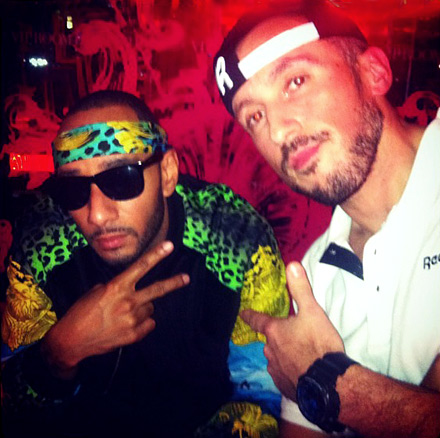 Swizz Beatz and DJ Dirty Swift in Paris at a Reebok event