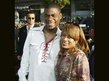 Tracy Morgan in his white western shirt and wife Sabina with burnt sienna doo - 05' style