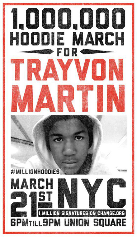 1,000,000 Hoodie March for Trayvon Martin flyer