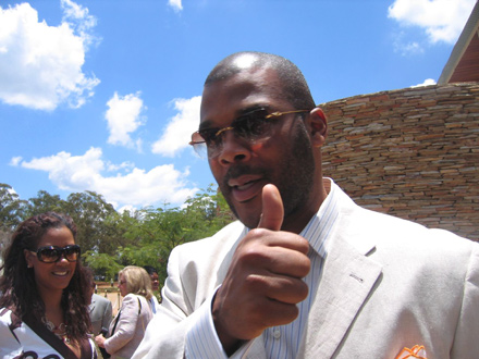 Tyler Perry gives a thumbs up