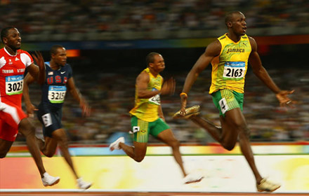 Usain Bolt leaving em' in the dust