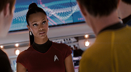 Zoe Saldana as Lieutenant Uhura in Star Trek a closer look