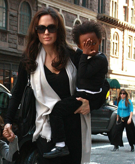 Angelina Jolie outside Lee Art Shop and Zahara wipes her eyes