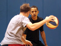 Barack Obama playing basketball