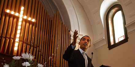 Barack Obama speaks in Trinity United Church of Christ