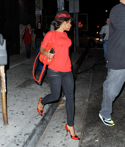 Christina Milian's crosses the street to Coco De Ville