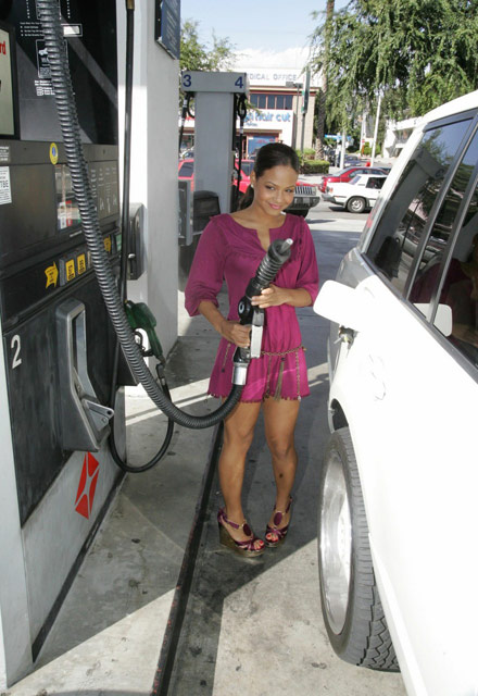 Christina Milian hits the gas station