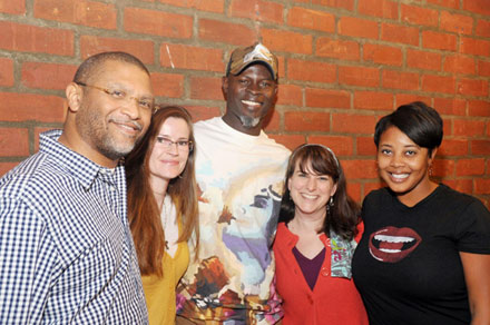 Djimon Hounsou, Reginald Hudlin and friends in the studio - the black panther