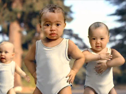 Evian Water roller skating babies