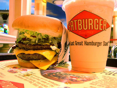 double Fat Burge an a strawberry shake
