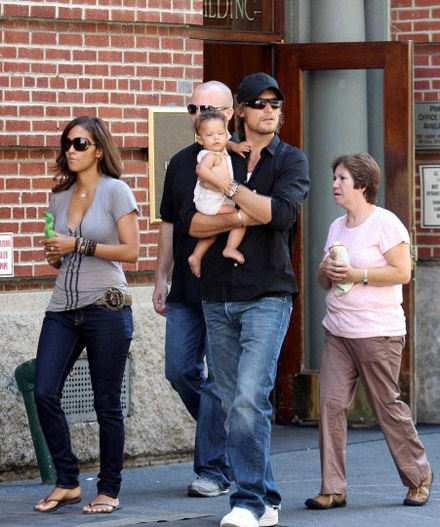 Halle Berry, Gabriel Aubry and Nahla in New York