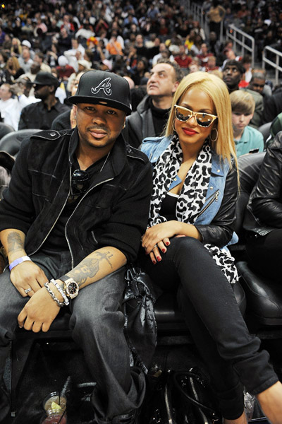 The-Dream and Christina Milian at Atlanta Hawks/Cleveland Cavaliers Game