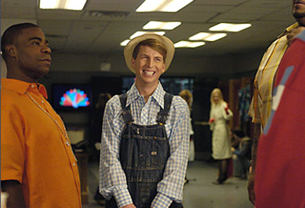 Jack McBrayer and Tracy Morgan on the 30 Rock set