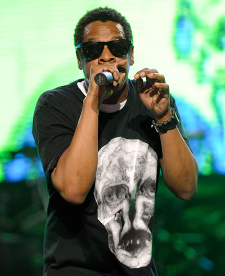 Jay-Z with a skull face t-shirt