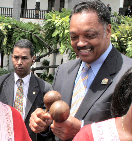 Jesse Jackson having fun with maracas