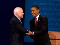 John McCain and Barack Obama in first debate