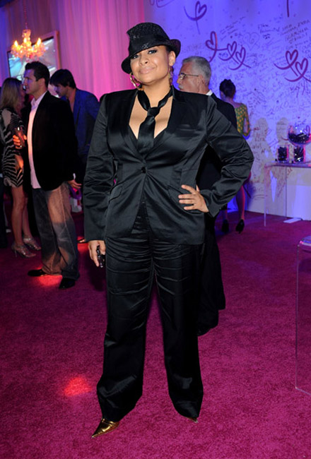 Raven Symone in black satin pant suit at Kira Plastinina Launch Party