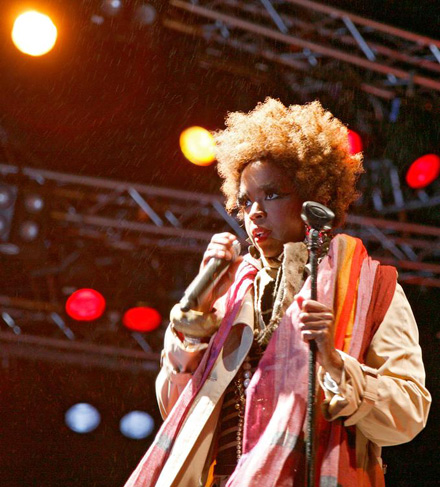 Lauryn Hill with orange hair