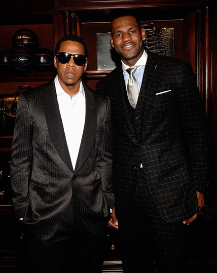 Jay-Z and Lebron James at Lebron James Family Foundation cocktail party