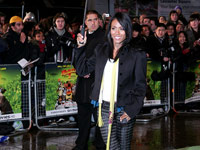 Jada Pinkett-Smith under an umbrella at Israel premiere of Madagascar Escape 2 Africa