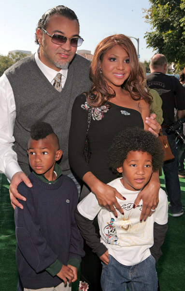Toni Braxton and family at Madagascar Escape 2 Africa premiere