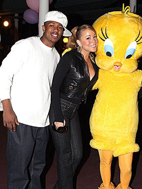 Nick Cannon and Mariah Carey hanging out with Tweety bird