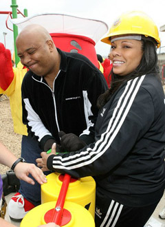 Rev Run and Justine at  Kool Aid KaBOOM! Event