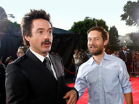 Robert Downey Jr. and Tobey McGuire at the Tropic Thunder premiere